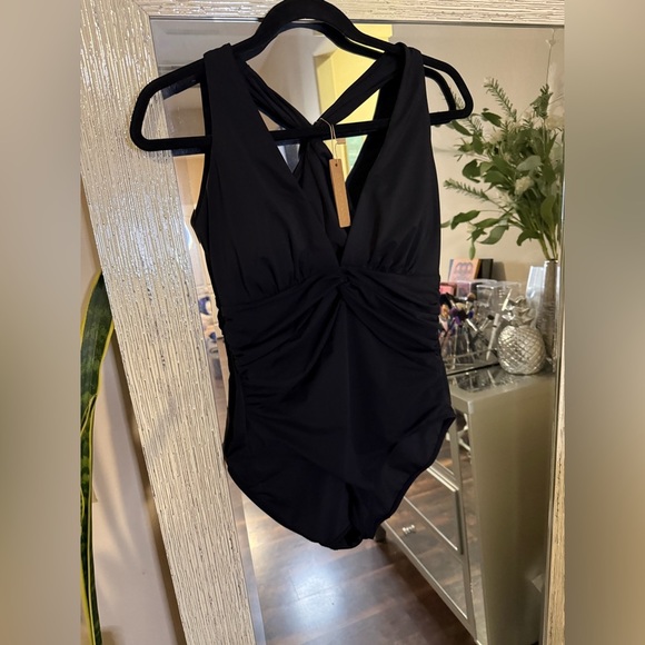 SHAPELLX Smart Sculpt Ruched Twist-Front Shaping Swimsuit - Picture 12 of 14